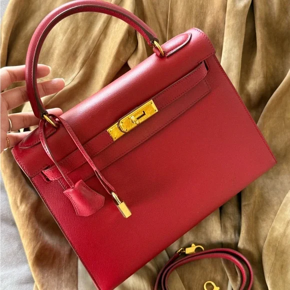 SOLD - HERMES Red Epsom Kelly 28 GHW - Picture 2 of 16